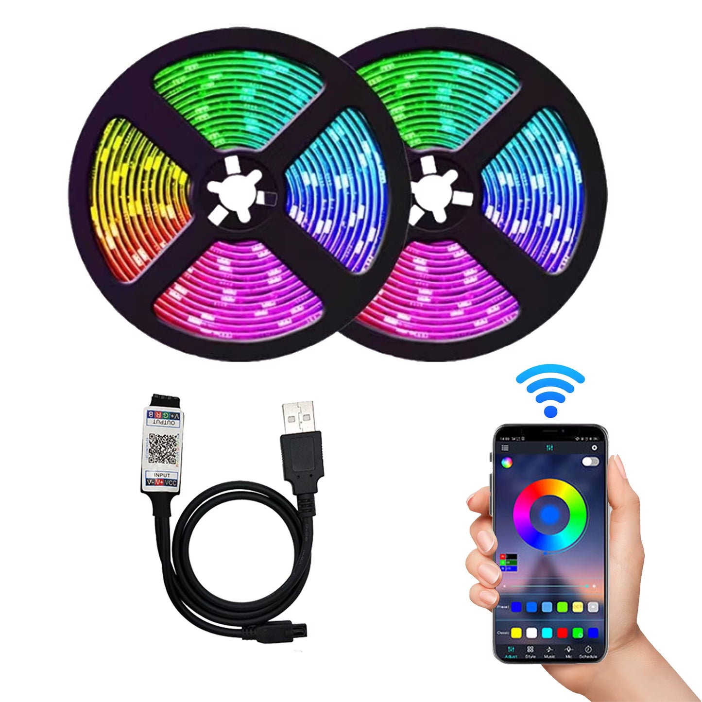 Cinta Led Rgb 5 Metros 5050 Con Bluetooth + Control