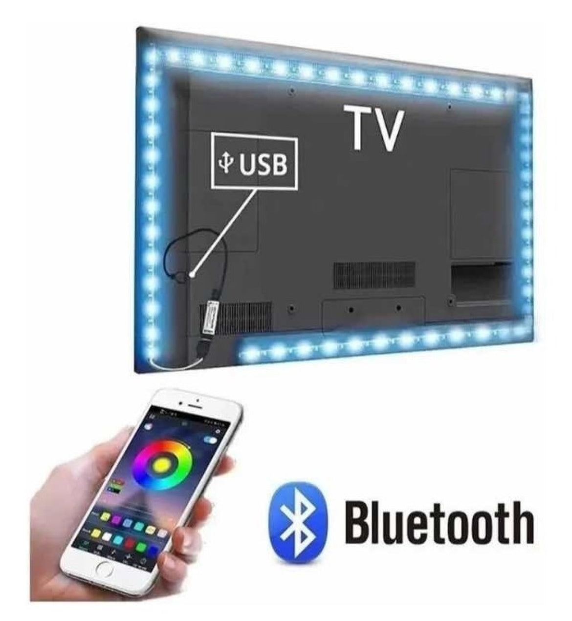 Cinta Led Rgb 5 Metros 5050 Con Bluetooth + Control