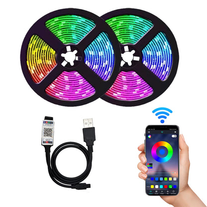 Cinta Led Rgb 5 Metros 5050 Con Bluetooth + Control