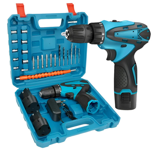 Kit Taladro Inalámbrico 18 Volt 24 Piezas + 2 Baterías