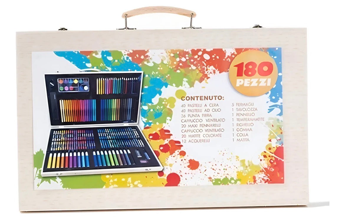 Set De Arte Profesional 180 Piezas Lápices Con Maletín Madera