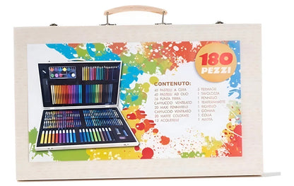 Set De Arte Profesional 180 Piezas Lápices Con Maletín Madera