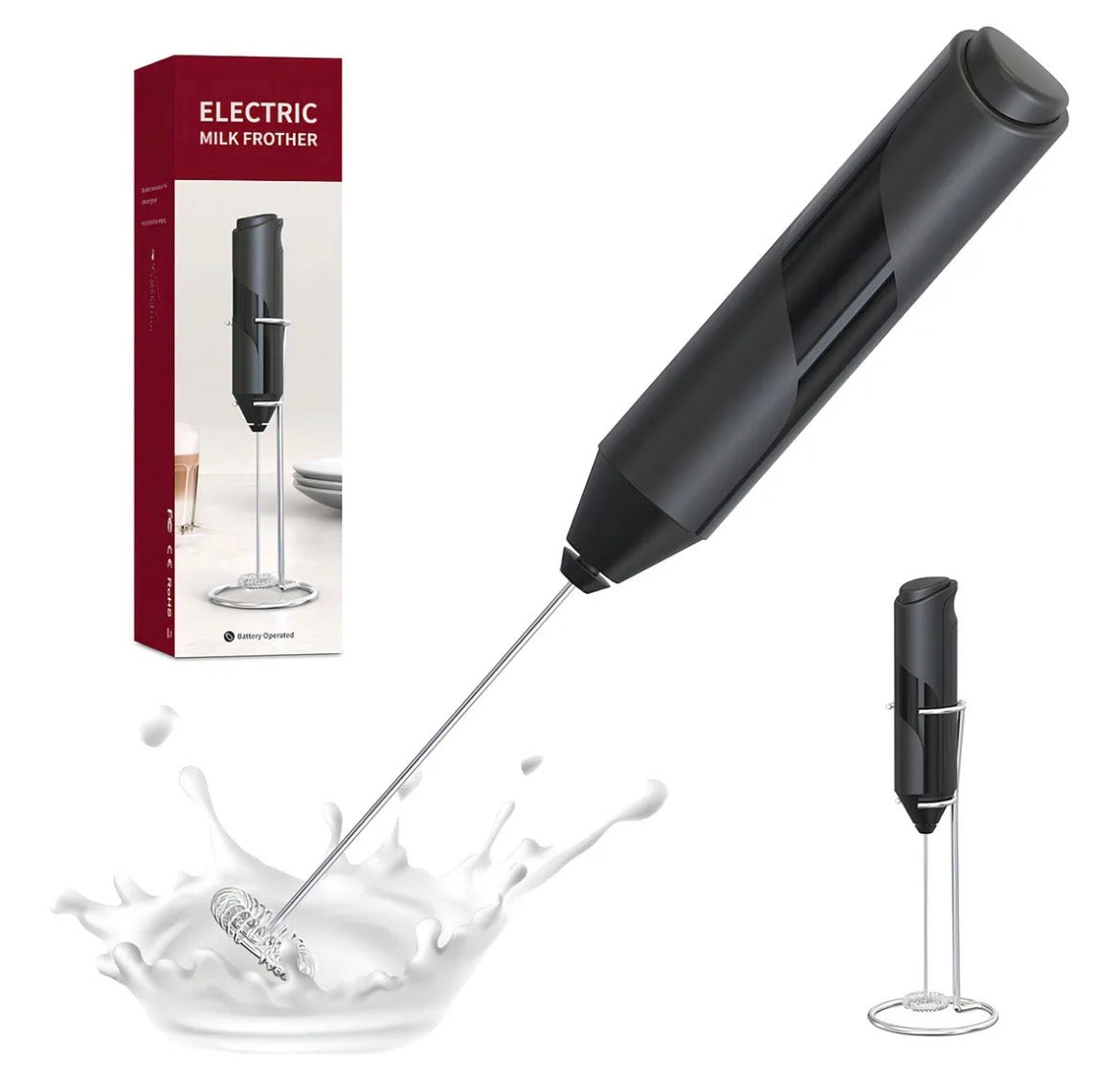 Revolvedor Portátil Mini Batidor Eléctrico Con Soporte Café