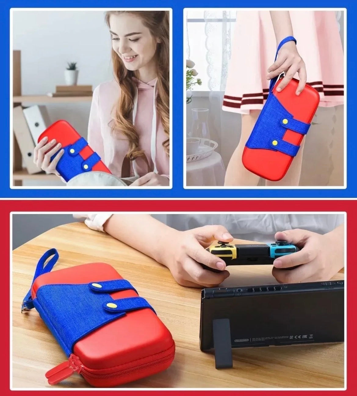 Bolso Estuche Protector Nintendo Switch Alta Resistencia Rojo