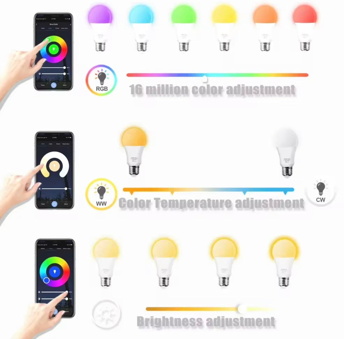 Ampolleta Smart LED RGB E27 10W Bluetooth Alexa Google Home