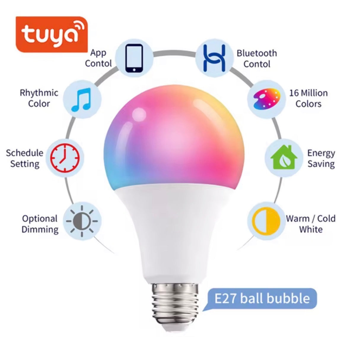 Ampolleta Smart LED RGB E27 10W Bluetooth Alexa Google Home