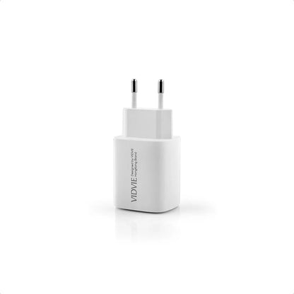 Cargador VIDVIE Carga Rápida Dual USB - Tipo-C 20W Blanco