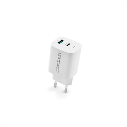 Cargador VIDVIE Carga Rápida Dual USB - Tipo-C 20W Blanco